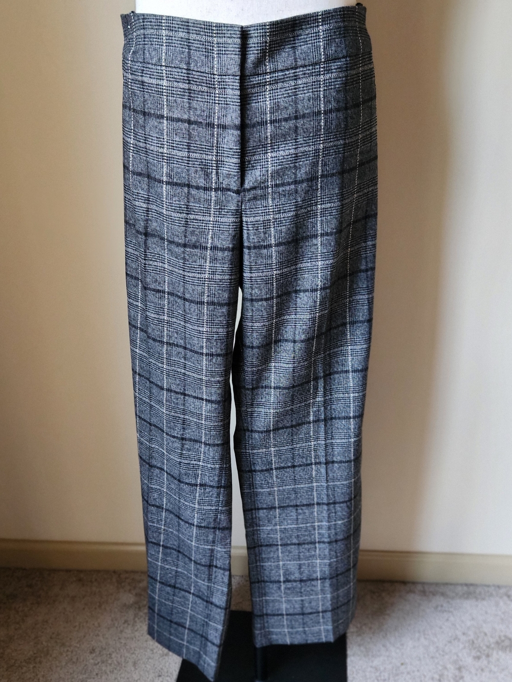 Ann Taylor Factory Gray Plaid Trousers Womens Wide Leg Dress Pants NWT 16